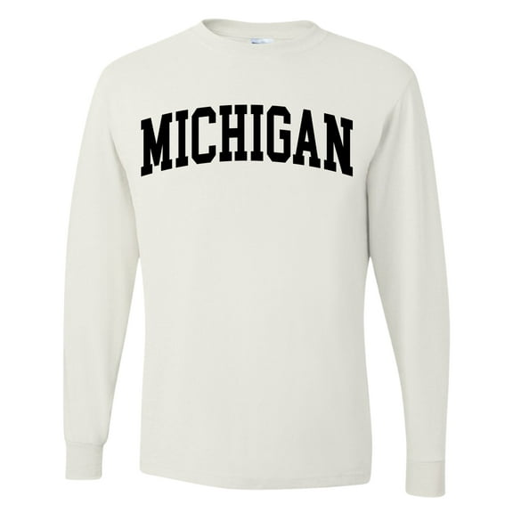 Wild Bobby State of Michigan College Style Men Long Sleeve Shirt
