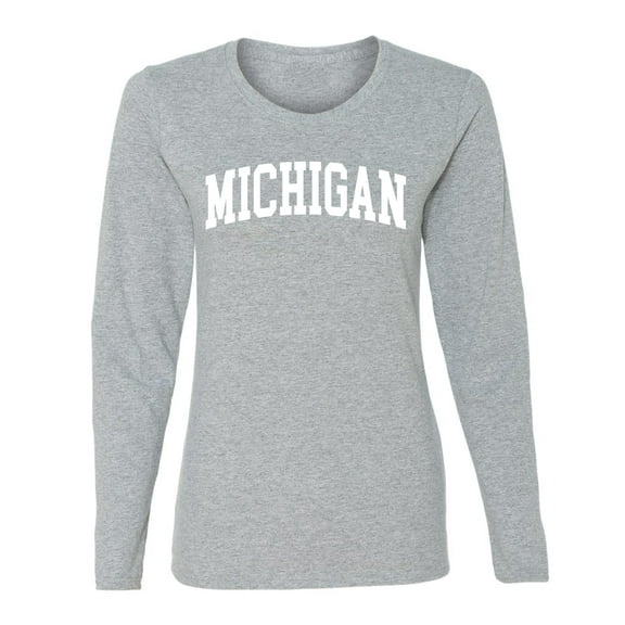 Wild Bobby State of Michigan College Style Women Graphic Long Sleeve Tee
