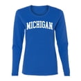 thumbnail image 1 of Wild Bobby State of Michigan College Style Women Graphic Long Sleeve Tee, 1 of 5