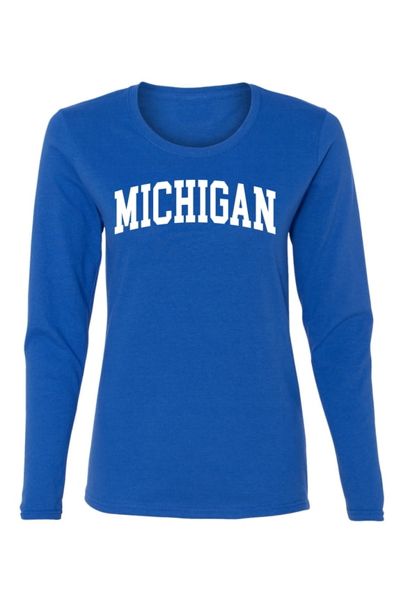 State of Michigan College Style Women Graphic Long Sleeve Tee