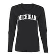 thumbnail image 1 of Wild Bobby State of Michigan College Style Women Graphic Long Sleeve Tee, 1 of 5