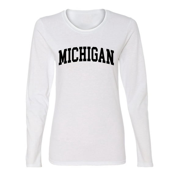 Wild Bobby State of Michigan College Style Women Graphic Long Sleeve Tee