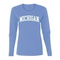 thumbnail image 1 of Wild Bobby State of Michigan College Style Women Graphic Long Sleeve Tee, 1 of 5