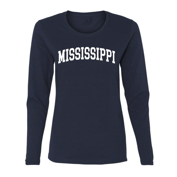 Wild Bobby State of Mississippi College Style Women Graphic Long Sleeve Tee