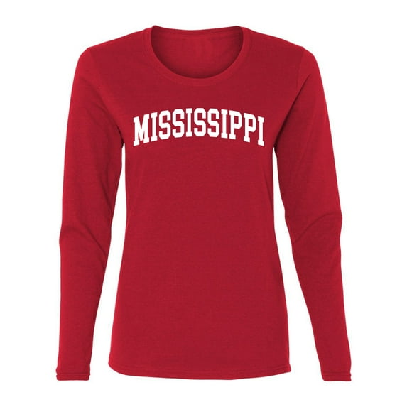 Wild Bobby State of Mississippi College Style Women Graphic Long Sleeve Tee