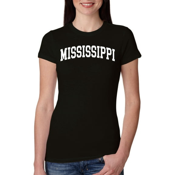 Wild Bobby State of Mississippi College Style Women Slim Fit Junior Tee