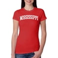 thumbnail image 1 of Wild Bobby State of Mississippi College Style Women Slim Fit Junior Tee, 1 of 6