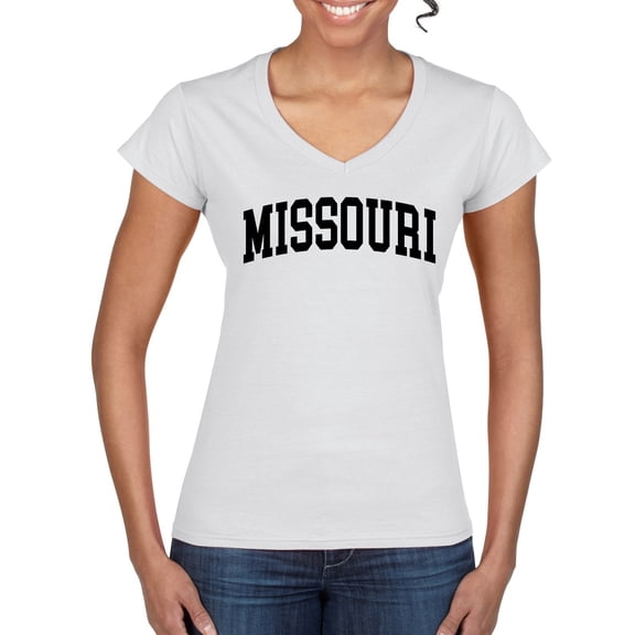 Wild Bobby State of Missouri College Style Women Standard V-Neck Tee