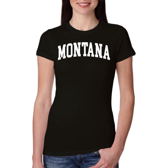 Wild Bobby State of Montana College Style Women Slim Fit Junior Tee