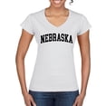 thumbnail image 1 of Wild Bobby State of Nebraska College Style Women Standard V-Neck Tee, 1 of 6