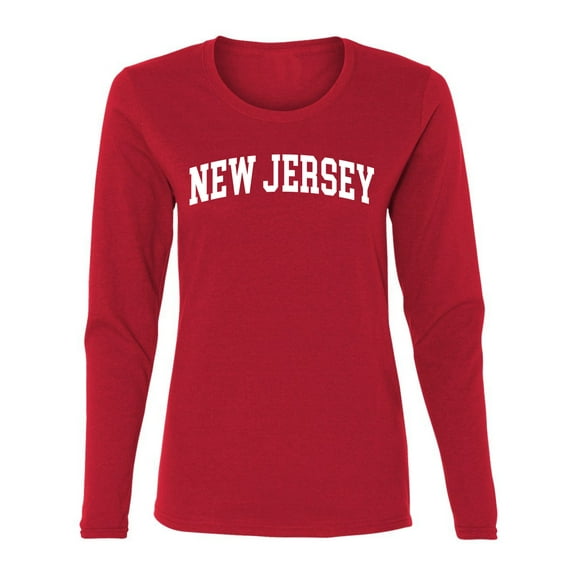 Wild Bobby State of New Jersey College Style Women Graphic Long Sleeve Tee