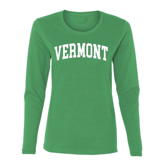 Wild Bobby State of Vermont College Style Women Graphic Long Sleeve Tee