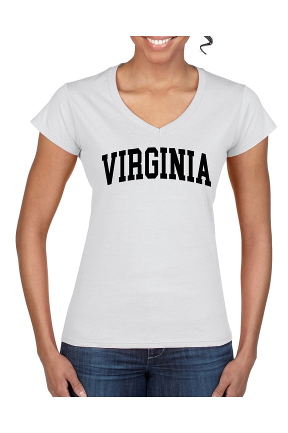 State of Virginia College Style Women Standard V-Neck Tee