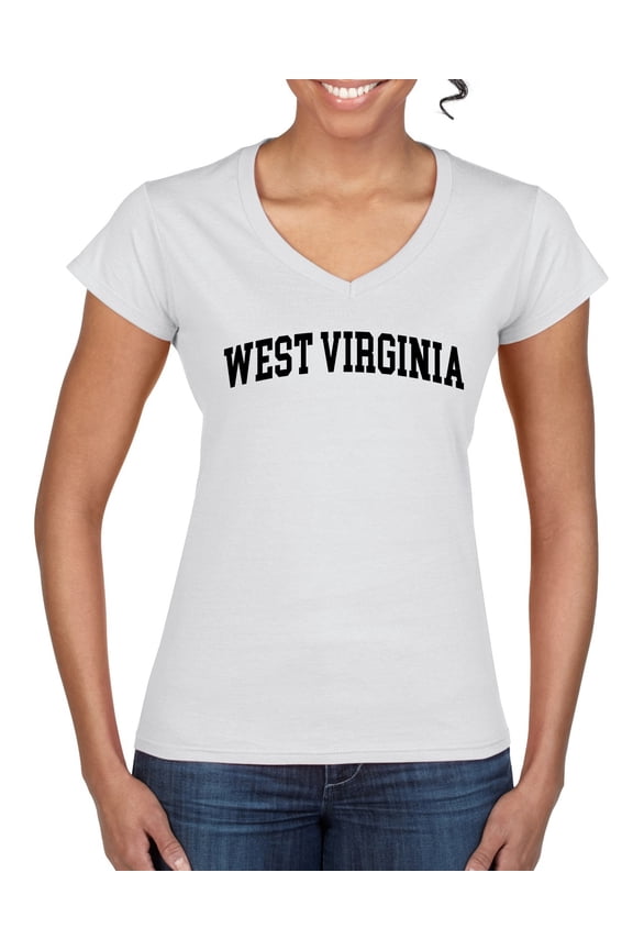 State of West Virginia College Style Women Standard V-Neck Tee