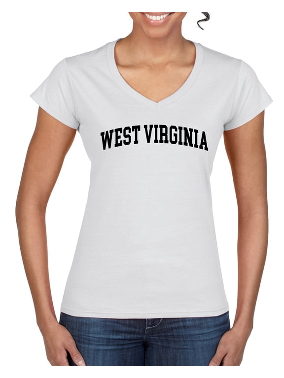 State of West Virginia College Style Women Standard V-Neck Tee