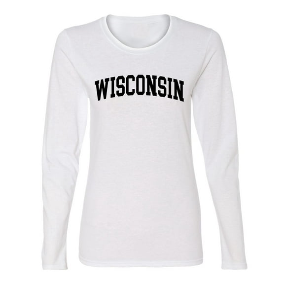Wild Bobby State of Wisconsin College Style Women Graphic Long Sleeve Tee