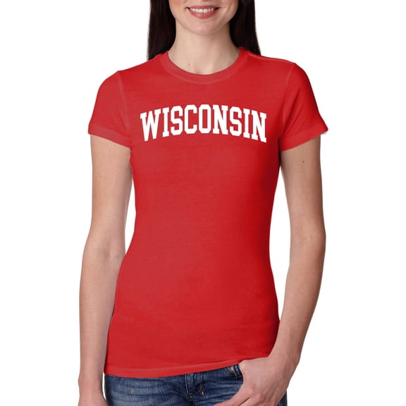 Wild Bobby State of Wisconsin College Style Women Slim Fit Junior Tee