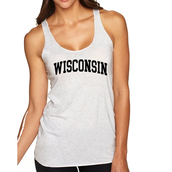 Wild Bobby State of Wisconsin College Style Women Tri-Blend Racerback Tank Top
