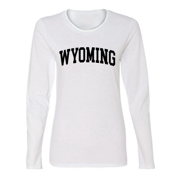 Wild Bobby State of Wyoming College Style Women Graphic Long Sleeve Tee