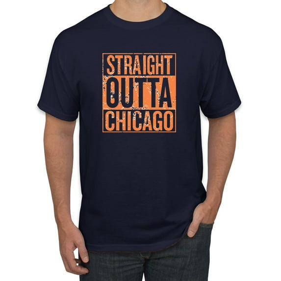 Wild Bobby, Straight Outta Chicago CHI Fan | Fantasy Football | Mens Sports Graphic T-Shirt, Navy, Small