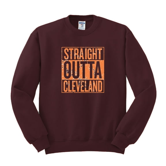 Wild Bobby Straight Outta Cleveland CLE Fan | Fantasy Football | Mens Sports Crewneck Graphic Sweatshirt, Brown, Small