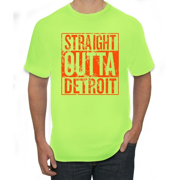 Wild Bobby, Straight Outta Detroit DET Fan Fantasy Baseball Fans, Sports, Men Graphic Tee, Safety Green, Medium
