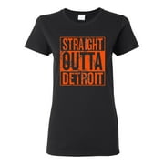 Wild Bobby, Straight Outta Detroit DET Fan Fantasy Baseball Fans, Sports, Women Graphic Tee, Black, Small