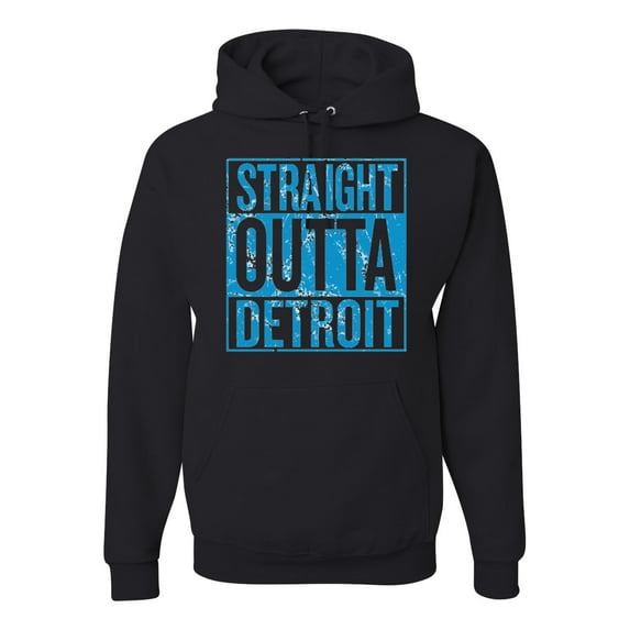 Wild Bobby, Straight Outta Detroit DET Fan Fantasy Football, Sports, Unisex Graphic Hoodie Sweatshirt, Black, Small