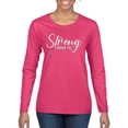 thumbnail image 1 of Wild Bobby Strong Joshua 1:9 Breast Cancer Breast Cancer Awareness Women Graphic Long Sleeve Tee, Fuschia, Large, 1 of 6