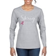 thumbnail image 1 of Wild Bobby Strong Joshua 1:9 Breast Cancer Breast Cancer Awareness Women Graphic Long Sleeve Tee, Heather Grey, X-Large, 1 of 6