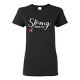 thumbnail image 1 of Wild Bobby Strong Joshua 1:9 Breast Cancer Breast Cancer Awareness Women Graphic Tee, Black, Small, 1 of 6