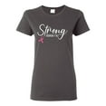 thumbnail image 1 of Wild Bobby Strong Joshua 1:9 Breast Cancer Breast Cancer Awareness Women Graphic Tee, Charcoal, X-Large, 1 of 6