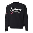 thumbnail image 1 of Wild Bobby Strong Joshua 1:9 Breast Cancer US Flag Breast Cancer Awareness Unisex Crewneck Sweatshirt, Black, Small, 1 of 5