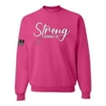 thumbnail image 1 of Wild Bobby Strong Joshua 1:9 Breast Cancer US Flag Breast Cancer Awareness Unisex Crewneck Sweatshirt, Fuschia, X-Large, 1 of 5