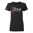 thumbnail image 1 of Wild Bobby Strong Joshua 1:9 Breast Cancer US Flag Breast Cancer Awareness Women Graphic Tee, Black, Small, 1 of 5