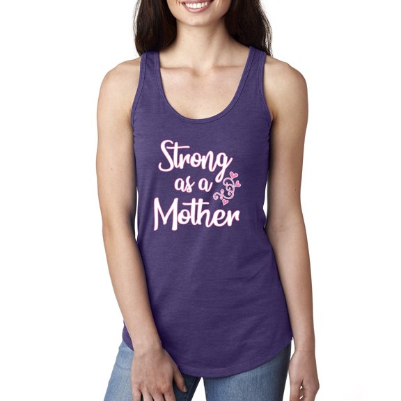 Wild Bobby, Strong as a Mother Mother's Day Ladies Racerback Tank Top, Purple Rush, X-Large