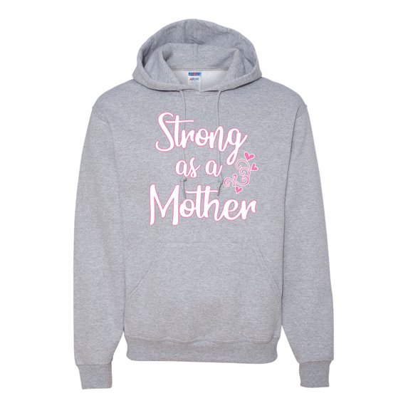 Wild Bobby, Strong as a Mother Mother's Day Unisex Hoodie Sweatshirt, Heather Grey, Small