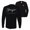 thumbnail image 1 of Wild Bobby Stronger Than Cancer Distressed Breast Cancer Awareness Front and Back Mens Long Sleeve Shirt, Black, Small, 1 of 5