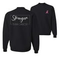 thumbnail image 1 of Wild Bobby Stronger Than Cancer Distressed Breast Cancer Awareness Front and Back Unisex Crewneck Sweatshirt, Black, Small, 1 of 5