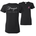 thumbnail image 1 of Wild Bobby Stronger Than Cancer Distressed Breast Cancer Awareness Front and Back Womens Graphic T-Shirt, Black, Small, 1 of 5