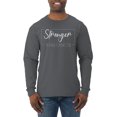 thumbnail image 1 of Wild Bobby Stronger Than Cancer Distressed Breast Cancer Awareness Men Long Sleeve Shirt, Charcoal, Medium, 1 of 6