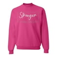 thumbnail image 1 of Wild Bobby Stronger Than Cancer Distressed Breast Cancer Awareness Unisex Crewneck Sweatshirt, Fuschia, X-Large, 1 of 6
