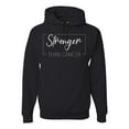 thumbnail image 1 of Wild Bobby Stronger Than Cancer Distressed Breast Cancer Awareness Unisex Hoodie Sweatshirt, Black, Small, 1 of 6