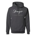 thumbnail image 1 of Wild Bobby Stronger Than Cancer Distressed Breast Cancer Awareness Unisex Hoodie Sweatshirt, Charcoal, Large, 1 of 6