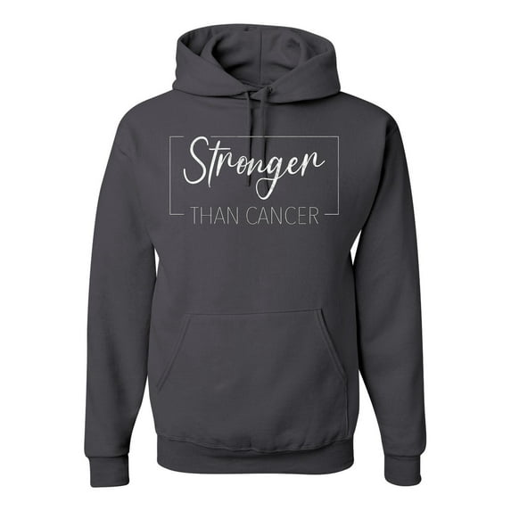 Wild Bobby Stronger Than Cancer Distressed Breast Cancer Awareness Unisex Hoodie Sweatshirt, Charcoal, Large