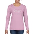 thumbnail image 1 of Wild Bobby Stronger Than Cancer Distressed Breast Cancer Awareness Women Graphic Long Sleeve Tee, Light Pink, Large, 1 of 6