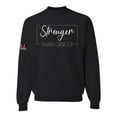 thumbnail image 1 of Wild Bobby Stronger Than Cancer Distressed US Flag Breast Cancer Awareness Unisex Crewneck Sweatshirt, Black, Small, 1 of 5