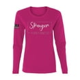 thumbnail image 1 of Wild Bobby Stronger Than Cancer Distressed US Flag Breast Cancer Awareness Women Graphic Long Sleeve Tee, Fuschia, XX-Large, 1 of 5