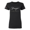 thumbnail image 1 of Wild Bobby Stronger Than Cancer Distressed US Flag Breast Cancer Awareness Women Graphic Tee, Black, Small, 1 of 5