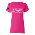 thumbnail image 1 of Wild Bobby Stronger than Cancer USA Flag Sleeve Breast Cancer Awareness Women Tee, Fuchsia, Small, 1 of 6